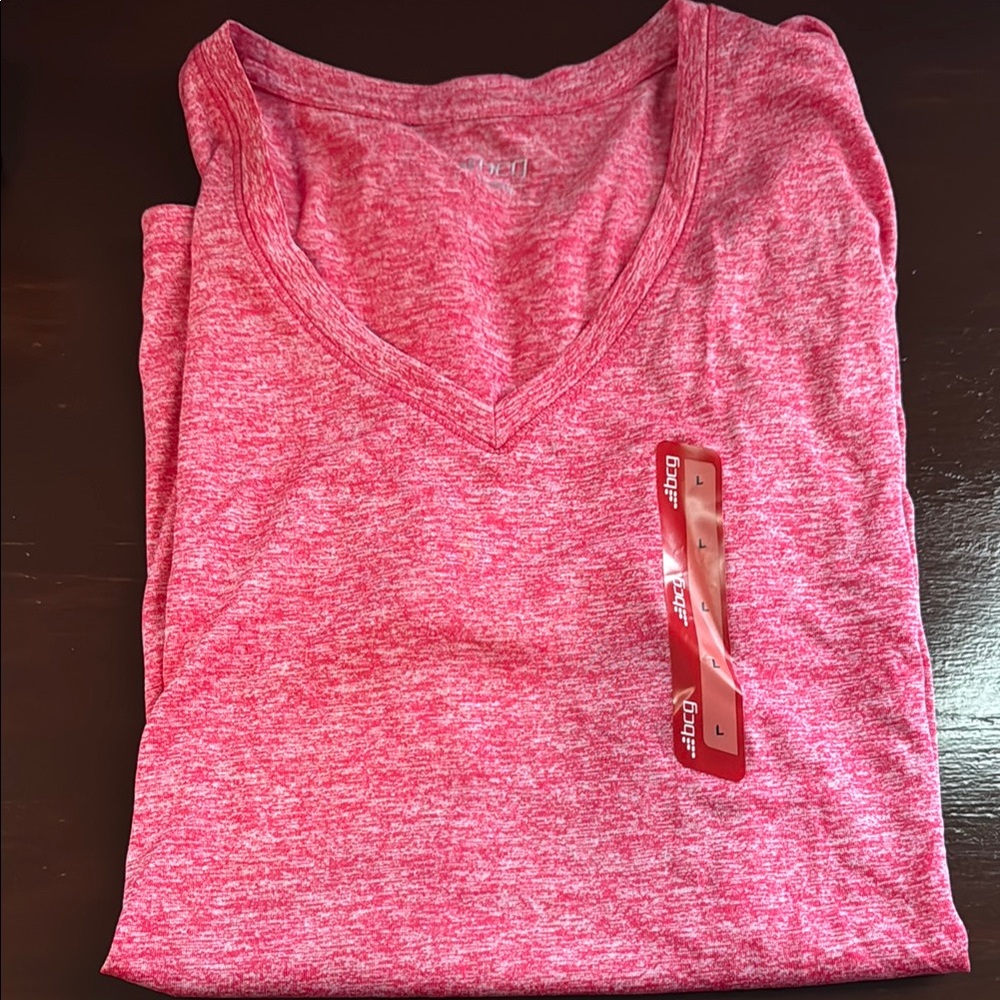 BCG Pink Short Sleeve Tee with V-Neck and Heathered Texture